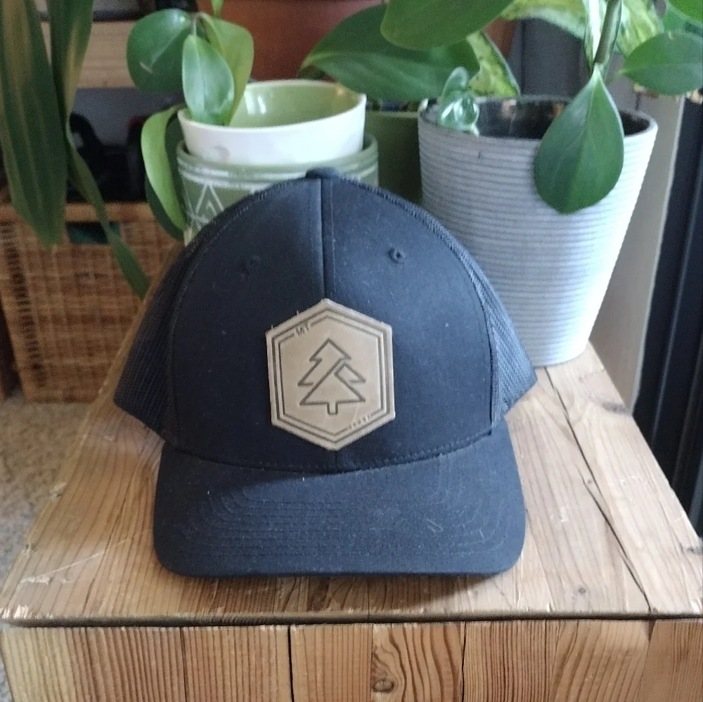 Black Trucker Hat with Tree Logo - Picture 2 of 5